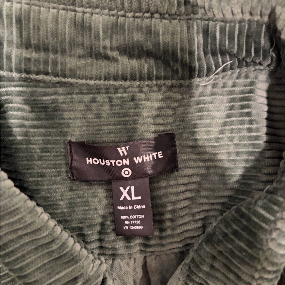 Houston White Men's Green Corduroy Casual Button Down Shirt